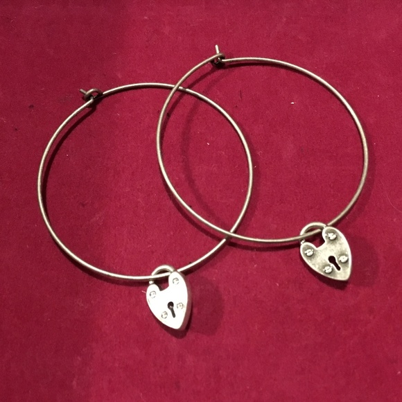 Fossil Jewelry - Fossil Heart Lock Hoop Earrings